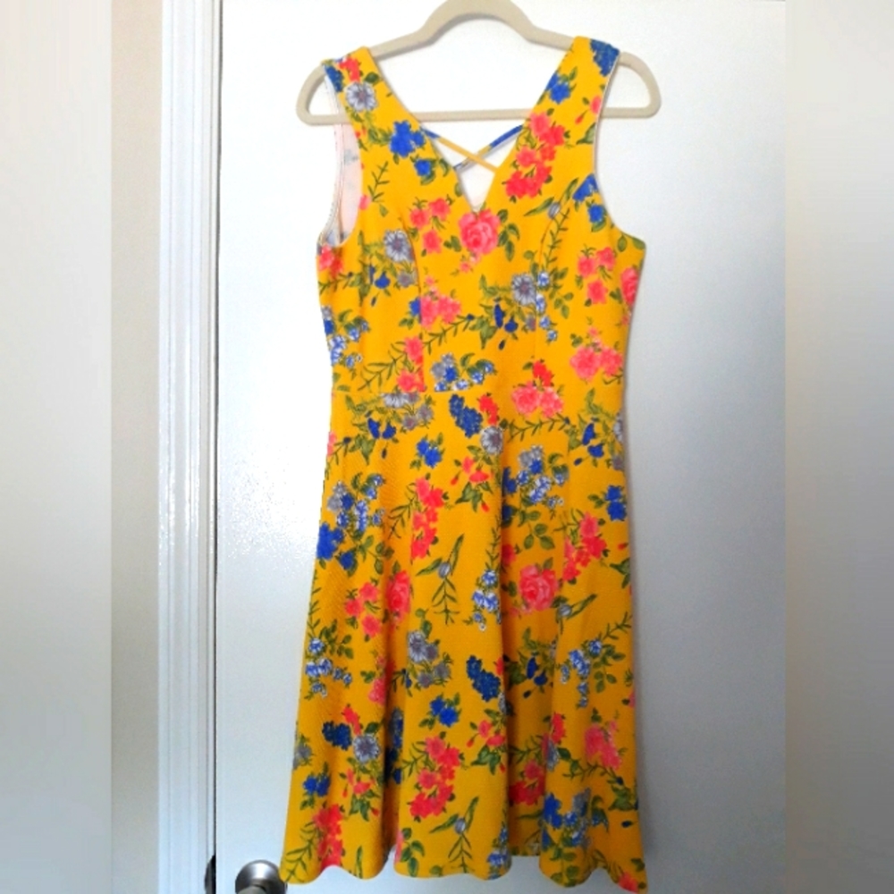 Yellow Floral Knit Dress